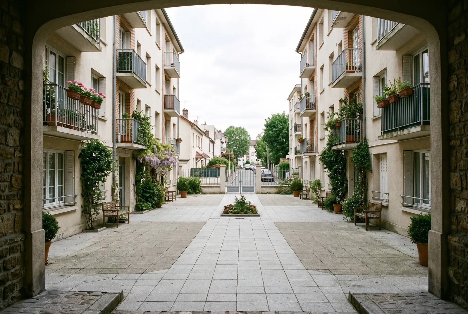 Cour intérieure d'un immeuble à Villemomble
